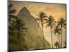 Caribbean, St Lucia, Petit and Gros Piton Mountains (UNESCO World Heritage Site)-Alan Copson-Mounted Premium Photographic Print