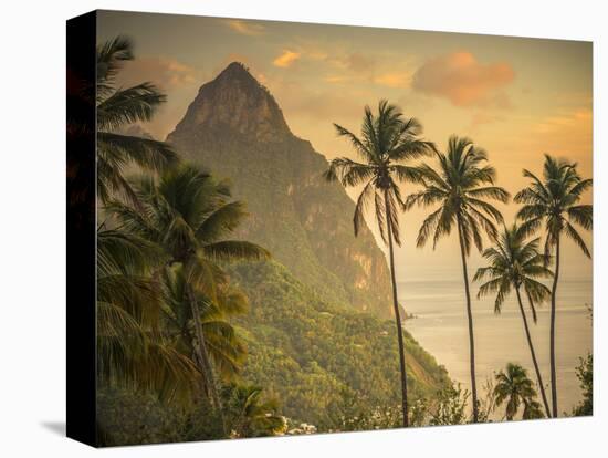 Caribbean, St Lucia, Petit and Gros Piton Mountains (UNESCO World Heritage Site)-Alan Copson-Stretched Canvas