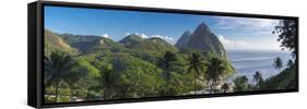 Caribbean, St Lucia, Petit and Gros Piton Mountains-Alan Copson-Framed Stretched Canvas