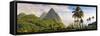 Caribbean, St Lucia, Petit and Gros Piton Mountains-Alan Copson-Framed Stretched Canvas