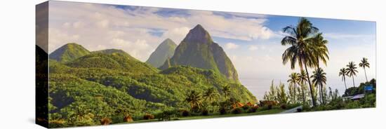 Caribbean, St Lucia, Petit and Gros Piton Mountains-Alan Copson-Stretched Canvas