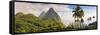 Caribbean, St Lucia, Petit and Gros Piton Mountains-Alan Copson-Framed Stretched Canvas