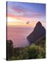 Caribbean, St Lucia, Petit Piton and Anse Des Pitons Beach-Michele Falzone-Stretched Canvas