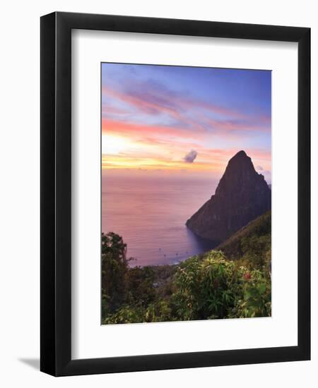 Caribbean, St Lucia, Petit Piton and Anse Des Pitons Beach-Michele Falzone-Framed Photographic Print