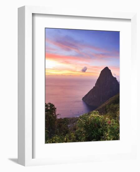 Caribbean, St Lucia, Petit Piton and Anse Des Pitons Beach-Michele Falzone-Framed Photographic Print