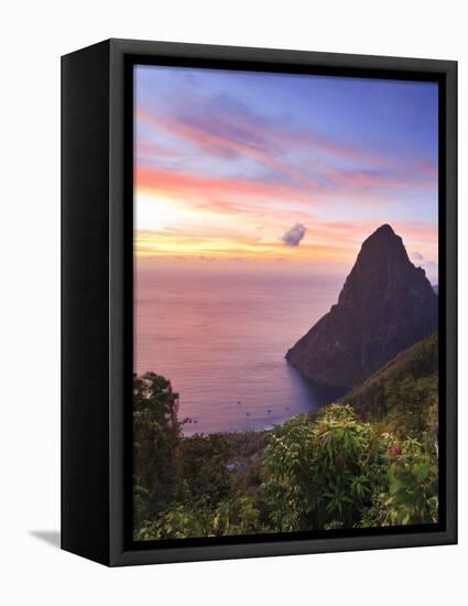 Caribbean, St Lucia, Petit Piton and Anse Des Pitons Beach-Michele Falzone-Framed Stretched Canvas