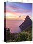 Caribbean, St Lucia, Petit Piton and Anse Des Pitons Beach-Michele Falzone-Stretched Canvas