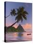 Caribbean, St Lucia, Soufriere Bay, Soufriere Beach and Petit Piton, Traditional Fishing Boats-Alan Copson-Stretched Canvas