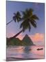 Caribbean, St Lucia, Soufriere Bay, Soufriere Beach and Petit Piton, Traditional Fishing Boats-Alan Copson-Mounted Photographic Print