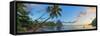 Caribbean, St Lucia, Soufriere, Soufriere Bay, Soufriere Beach and Petit Piton-Alan Copson-Framed Stretched Canvas