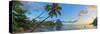 Caribbean, St Lucia, Soufriere, Soufriere Bay, Soufriere Beach and Petit Piton-Alan Copson-Stretched Canvas