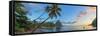 Caribbean, St Lucia, Soufriere, Soufriere Bay, Soufriere Beach and Petit Piton-Alan Copson-Framed Stretched Canvas
