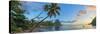 Caribbean, St Lucia, Soufriere, Soufriere Bay, Soufriere Beach and Petit Piton-Alan Copson-Stretched Canvas