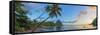 Caribbean, St Lucia, Soufriere, Soufriere Bay, Soufriere Beach and Petit Piton-Alan Copson-Framed Stretched Canvas