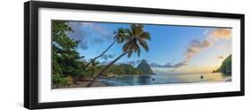 Caribbean, St Lucia, Soufriere, Soufriere Bay, Soufriere Beach and Petit Piton-Alan Copson-Framed Photographic Print