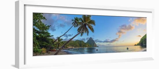 Caribbean, St Lucia, Soufriere, Soufriere Bay, Soufriere Beach and Petit Piton-Alan Copson-Framed Photographic Print