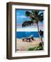 Caribbean Strand with Beach Chairs-Martina Bleichner-Framed Art Print
