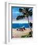 Caribbean Strand with Beach Chairs-Martina Bleichner-Framed Art Print