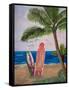 Caribbean Strand with Surf Boards-Martina Bleichner-Framed Stretched Canvas