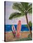 Caribbean Strand with Surf Boards-Martina Bleichner-Stretched Canvas