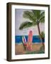 Caribbean Strand with Surf Boards-Martina Bleichner-Framed Art Print