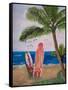 Caribbean Strand with Surf Boards-Martina Bleichner-Framed Stretched Canvas