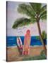 Caribbean Strand with Surf Boards-Martina Bleichner-Stretched Canvas