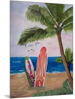 Caribbean Strand with Surf Boards-Martina Bleichner-Mounted Art Print