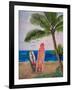 Caribbean Strand with Surf Boards-Martina Bleichner-Framed Art Print