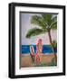 Caribbean Strand with Surf Boards-Martina Bleichner-Framed Art Print