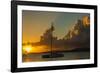 Caribbean, Virgin Islands. Sailboat Moored in Frank Bay at Sunset-Jaynes Gallery-Framed Photographic Print