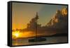 Caribbean, Virgin Islands. Sailboat Moored in Frank Bay at Sunset-Jaynes Gallery-Framed Stretched Canvas