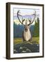 Caribou and Forest-Lantern Press-Framed Art Print