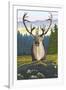 Caribou and Forest-Lantern Press-Framed Art Print