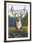 Caribou and Forest-Lantern Press-Framed Art Print