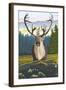 Caribou and Forest-Lantern Press-Framed Art Print