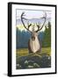 Caribou and Forest-Lantern Press-Framed Art Print