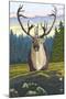 Caribou and Forest-Lantern Press-Mounted Art Print