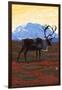 Caribou and Mountain-Lantern Press-Framed Art Print