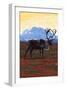 Caribou and Mountain-Lantern Press-Framed Art Print