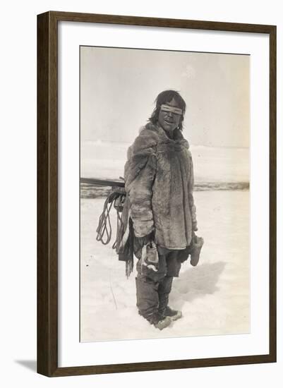 Caribou Eskimo Wearing Snow Glasses Made of Wood, Canada, 1921-24-Knud Rasmussen-Framed Photographic Print