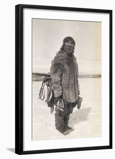 Caribou Eskimo Wearing Snow Glasses Made of Wood, Canada, 1921-24-Knud Rasmussen-Framed Photographic Print