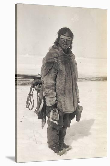 Caribou Eskimo Wearing Snow Glasses Made of Wood, Canada, 1921-24-Knud Rasmussen-Stretched Canvas