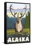 Caribou in the Wild, Alaska-Lantern Press-Framed Stretched Canvas