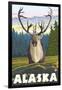 Caribou in the Wild, Alaska-Lantern Press-Framed Art Print