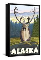 Caribou in the Wild, Alaska-Lantern Press-Framed Stretched Canvas