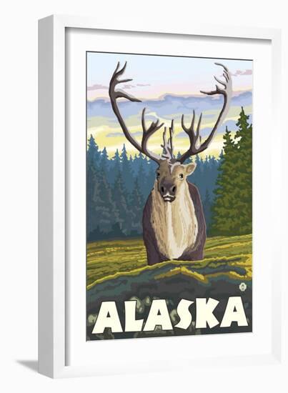 Caribou in the Wild, Alaska-Lantern Press-Framed Art Print