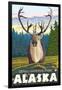 Caribou in the Wild, Denali National Park, Alaska-Lantern Press-Framed Art Print