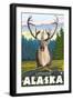 Caribou in the Wild, Latouche, Alaska-Lantern Press-Framed Art Print