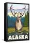 Caribou in the Wild, Latouche, Alaska-Lantern Press-Framed Stretched Canvas